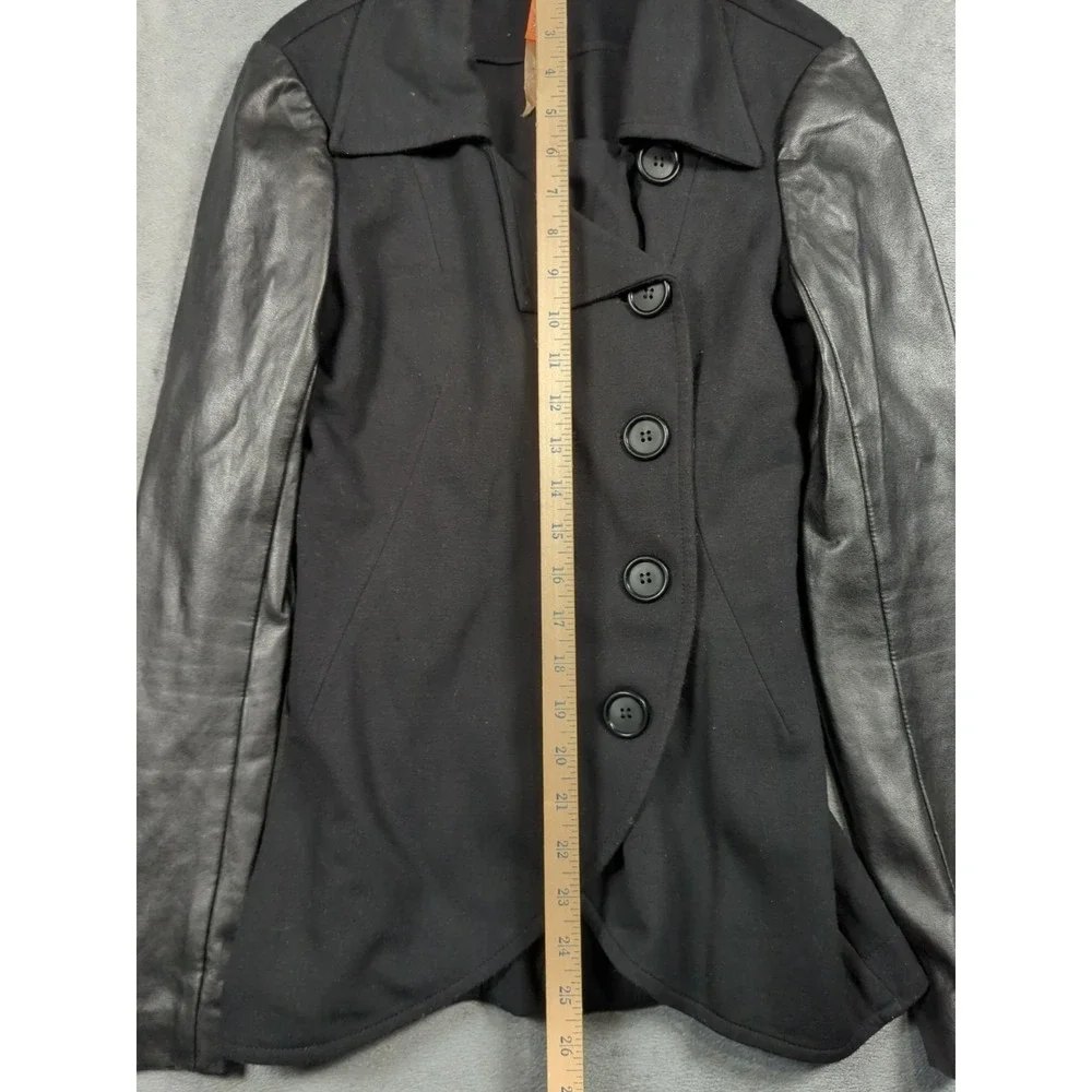 Bailey 44 Jacket Wrap Motorcycle Black 5-Button Faux Leather Women XS - Picture 4 of 9